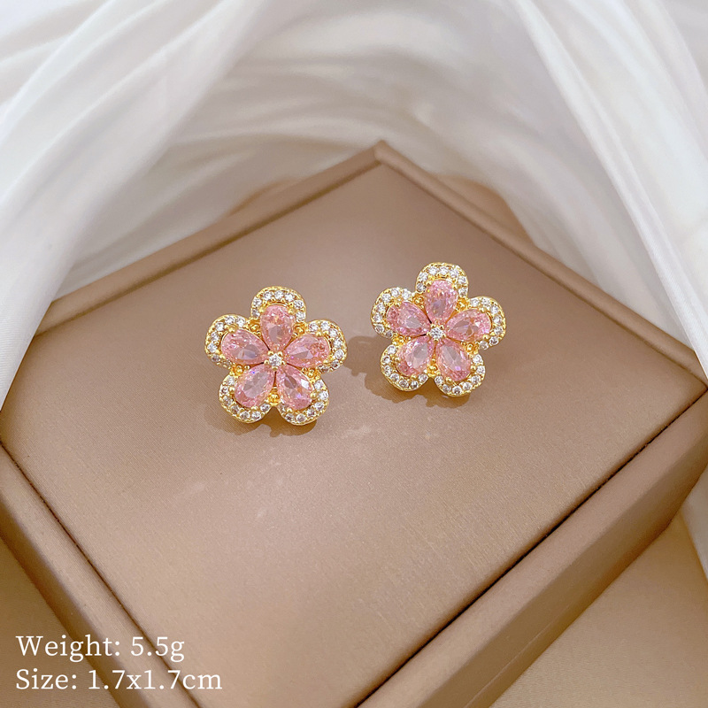 Boucles d'oreilles poudre D320 [aiguille en argent, cuivre plaqué or véritable]
