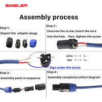 Adaptor Audio Male 4-Pin untuk Speaker, Konektor Kabel Speaker Speakon 4-Pole Twist Lock, Kompatibel dengan Neutrik Nl4mp Nl4fc Nl2fx