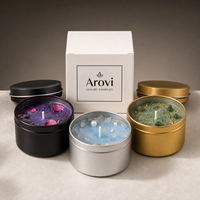 Lilin Aromaterapi Lilin Kedelai Berinfus Kristal dengan Bunga Kering untuk Hadiah Pewangi Rumah, Hadiah Diwali, Ulang Tahun, Hari Valentine