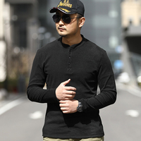 Kaus Henley Pria kualitas tinggi lapisan dasar Fit ramping ketat taktis untuk olahraga luar ruangan musim semi musim gugur