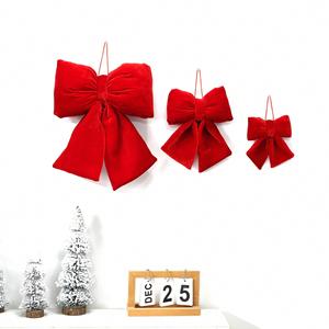 Luxury Handmade Velvet Heart-Shaped Christmas <b>Bows</b> | <b>Red</b> Burgundy Plush Holiday Decor for Tree Wreath Wedding & Party - Product Image 2