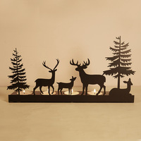 Porte-bougie en métal fait main, imprimé sérigraphié, motif cerf de la forêt, élégant et créatif, idéal pour les réunions de famille de Noël