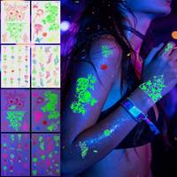 Pegatinas de tatuajes de rosas brillantes y vibrantes, resistentes al agua, para festivales de música en discotecas