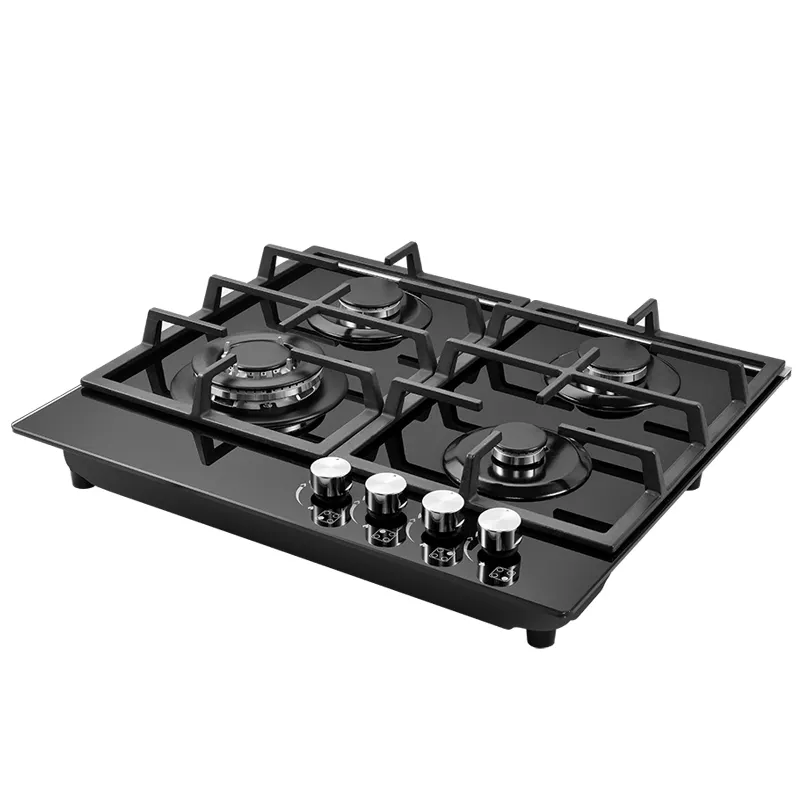 Multifunctional Electric Gas Stove 4 Burner Black Tempered Glass NG\LPG Gas Hob Cooker