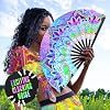 Grand éventail pliant imprimé mandala, éventail portatif bohème pour festival, rave, plage, accessoire de fête