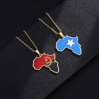 Collier en acier inoxydable carte de l'Afrique Nigeria Côte d'Ivoire Ghana Somalie carte Bijoux pendentifs en acier titane