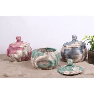 Cesta de Almacenamiento Multifuncional Ecológica de Jacinto de Agua y Pasto Marino, con Tapa, Tamaño y Logotipo Personalizables, para Organización del Hogar - Product Image 5