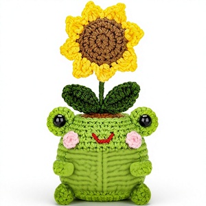 Cadeaux de remise de diplôme et d'<span class=keywords><strong>anniversaire</strong></span> 2026 - Grenouille en crochet faite main amusante avec motif tournesol et message inspirant <span class=keywords><strong>pour</strong></span> femmes, meilleures amies, filles - Product Image 1