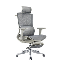 Réglage de la profondeur d'assise Accoudoir 3D meilleure chaise de bureau ergonomique en maille gris avec repose-pieds
