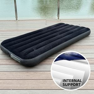 Portable Outdoor Flocked Eco-Friendly PVC Inflatable Mattress Single Camping <b>Folding</b> <b>Bed</b> Lazy Floor Mat Home Use Air - Product Image 1