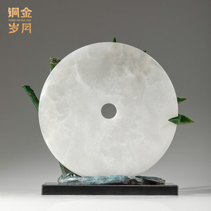 Adorno de Cobre con Bambú que Trae la Paz, Decoración Redonda Dorada para Escritorio Feng Shui, Regalo de Oficina - Product Image 3