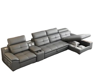 Divano a <span class=keywords><strong>L</strong></span> in Vera Pelle Moderno <span class=keywords><strong>2026</strong></span> con Interfaccia USB, Contenitore, Smontabile e Sollevabile - Set Arredamento Soggiorno - Product Image 1