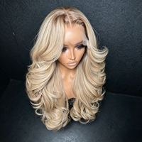 Peluca de Cabello Humano Rubio Ceniza Balayage con Ondas Corporales, Encaje Frontal 13*6 HD Transparente, Pre-Desplumada, Línea de Cabello Natural, Pelucas de Cabello Virgen