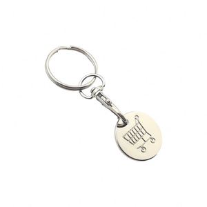 Llavero de acero inoxidable con logotipo personalizado, diseño de carrito de compras de dibujos animados, fichas de tamaño cuarto de dólar - Product Image 4