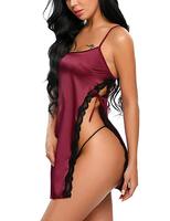 Ventes directes d'usine côté ouvert dentelle grande taille lingerie sexy jarretelle Sexy fantaisie belle chemise de nuit chemise de nuit