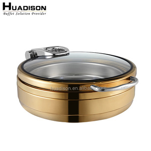 Huadison Dubai Hotel <span class=keywords><strong>Restaurant</strong></span> chauffe-plats hydrauliques ronds chauffe-plats en or de luxe - Product Image 6
