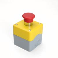 Boîtier de bouton-poussoir en plastique 22 mm à un trou 1NC pour arrêt d'urgence, commande d'interrupteur rotatif, jaune/gris, protection BX1-22W