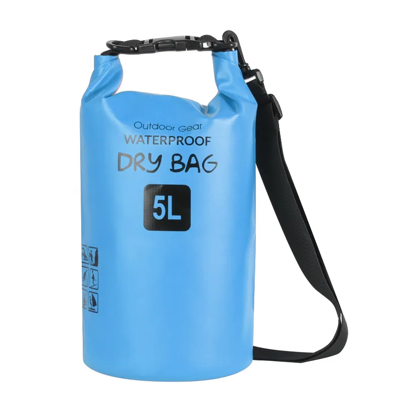 Outdoor Travel 500D PVC Ocean Pack Dry Sack Custom Blue Green 5L Waterproof Dry Bag For Swimming