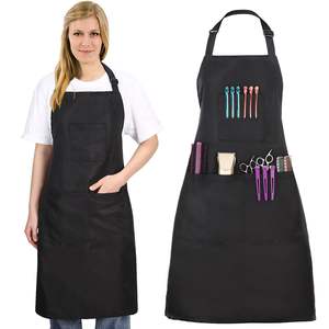Tablier de cuisine noir multi-poches pour barista, <span class=keywords><strong>chef</strong></span>, nettoyage, coiffure, coiffeur, salon de coiffure, barbier avec logo personnalisé - Product Image 1