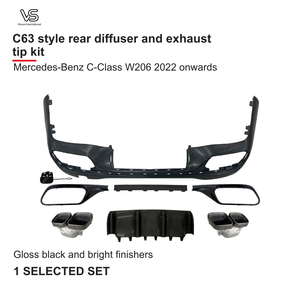Kit de diffuseur arrière et embouts d'échappement style C63 pour Mercedes-Benz Classe C W206 à partir de 2022 - Product Image 1