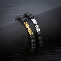 Bracelet diffuseur en perles de pierre de lave de 8 mm, perles de yoga en pierre naturelle, ensemble de bijoux élastiques pour femmes et hommes