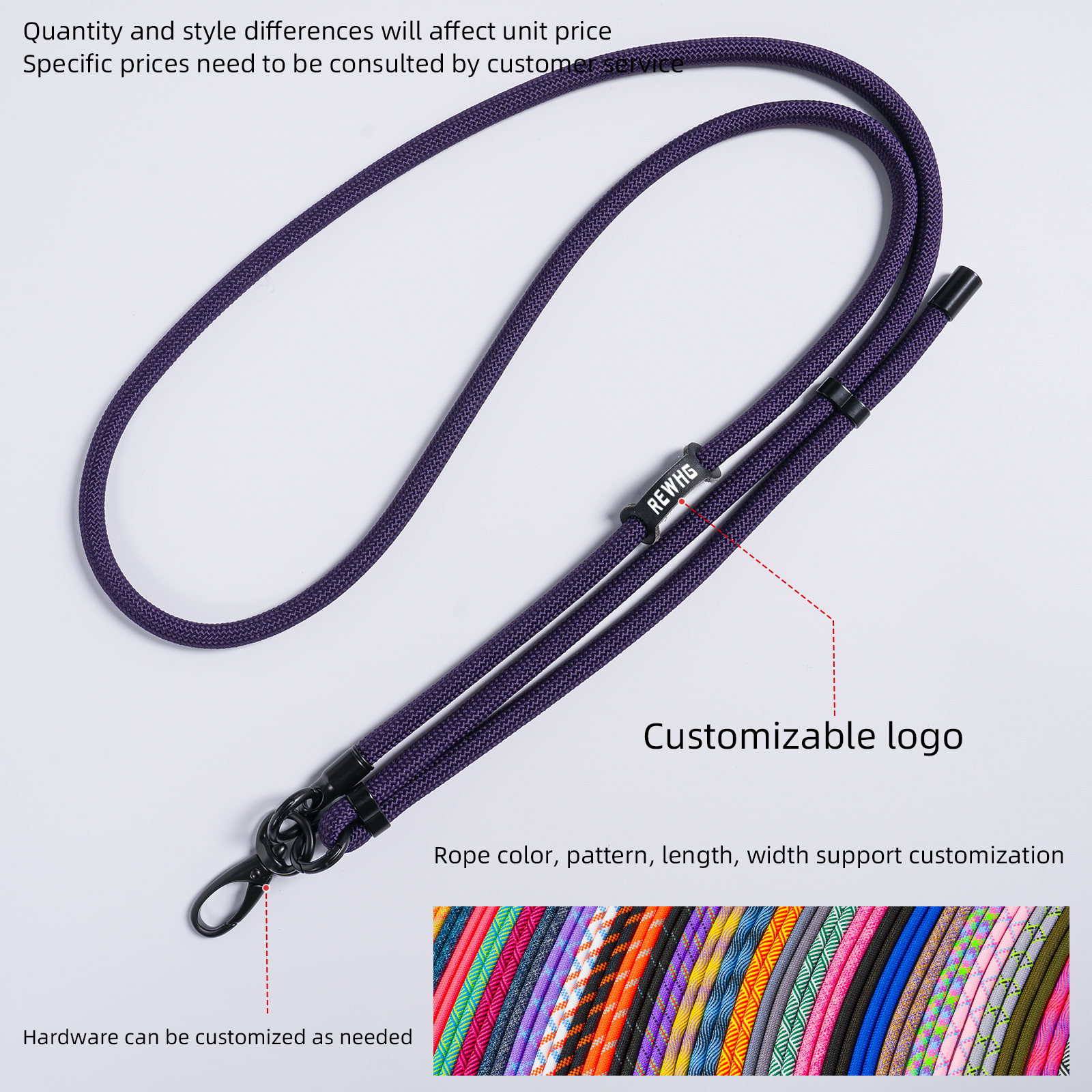 Lanière de 8 mm (longueur, couleur et accessoires)