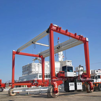 Grue portique sur pneus en caoutchouc de 45 tonnes, portée 26 m, pour levage de charges lourdes en terminal logistique, certifiée BV ISO, à moteur diesel