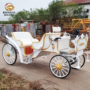 Hot Selling Luxury White Outdoor Leisure Royal Sightseeing Horse Carriage with 4 Steel Wheels/wedding CINDERELLA horse carriage