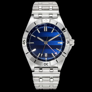 นาฬิกาข้อมือแฟชั่นผู้ชาย OEM รุ่นใหม่ ดีไซน์หรูหรา สายสตีลแบบ <span class=keywords><strong>Bullet</strong></span> Link แสดงเวลาสองเขตเวลา พร้อมเข็มเรืองแสง เหมาะสำหรับการเดินทาง - Product Image 1