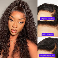 Pelucas de Cabello Humano Brasileño Rizado Remy de 36 Pulgadas con Ondas Profundas, Encaje Frontal 13x6 HD Transparente, 180% de Densidad, Pre-Desplumadas, Grado 10A-12A