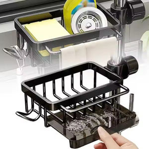 Support de rangement multifonctionnel et réglable pour éponge, détachable, pour robinet d'évier de cuisine - Product Image 1