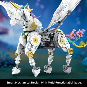 Modèle de cheval mécanique en blocs de construction, créature fantastique mécanique, <span class=keywords><strong>jouet</strong></span> créatif en plastique à monter soi-même, ornement - Product Image 2