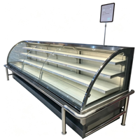 Vitrine réfrigérée commerciale à double température en verre incurvé, en acier inoxydable, avec affichage numérique de la température
