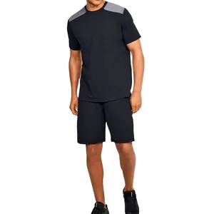 Kaus Olahraga Binaraga Kerah O Pria, T-shirt Olahraga Lari Kebugaran Kustom, Atasan Gym Leher O untuk Pria