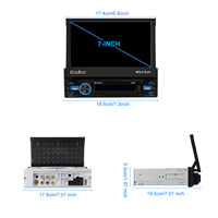 Lecteur MP5 de voiture Podofo Single Din 7'' avec CarPlay sans fil, Android Auto, écran tactile motorisé rétractable, électronique automobile, USB, BT, FM