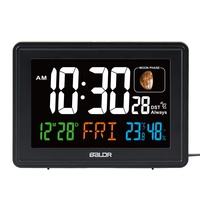 Jam Alarm Atom Digital LCD 2021 B0359, Jam Alarm Atom Digital Panas Warna LCD Temperatur Dalam Ruangan dengan Fase Bulan Jam Meja Termometer Higrometer