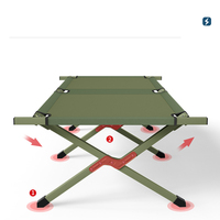 Lit de camping pliable réglable en fer et aluminium, étanche, portable, pour l'extérieur – Vente en gros à prix d'usine