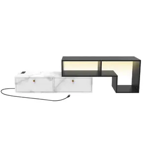 GRS Neues Design moderner einfacher UV-Hochglanz-TV-Ständer LED-Licht TV-Wandschrank Holz TV-Schrank Ständer