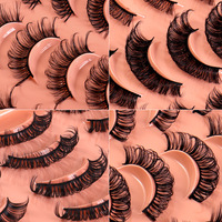 20 paires de cils naturels en gros, cils russes en bande, courbure D, confort toute la journée, cils faciles à poser pour débutants, look élégant