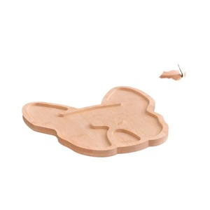 Bamboo Divided <b>Tray</b> Dog Shape Wooden <b>Snack</b> Plate For Afternoon Tea Solid Wood Carved Dessert <b>Tray</b> Cartoon Pattern 30x29.5cm - Product Image 3