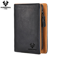 Portefeuille long multifonction en cuir véritable HUMERPAUL, portefeuille décontracté pour homme, porte-cartes, livraison directe, portefeuilles en cuir noir à double rabat
