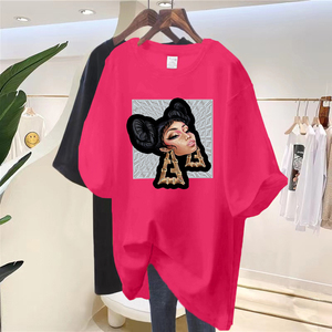 T-shirt pour femmes à manches courtes, été 2024, nouveau, style européen et américain, impression de personnage super tendance, portrait de personnalité, haut pour femmes - Product Image 2