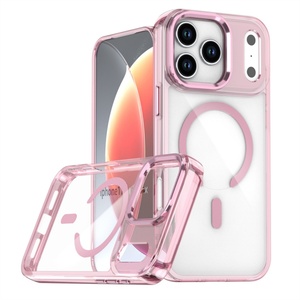 <b>For</b> iphone 17 air case Transparent Tpu <b>Pc</b> Shockproof Magnetic clear Mobile Phone case Cover <b>for</b> iphone 15 16 17 Pro Max - Product Image 1