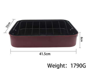 Carbon Steel Nonstick Roasting <strong>Pan</strong> With Rack <strong>Turkey</strong> <strong>Roaster</strong> <strong>Pan</strong> With V-Shaped Grill &amp; Handles - Product Image 2