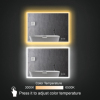 Anti-gel Mur Rétro-Éclairé Capteur Tactile Interrupteur Sans Cadre Rectangle Carré Led Salle De Bains Vanité Miroir De Bain Avec Lumière Pour Salle De Bains