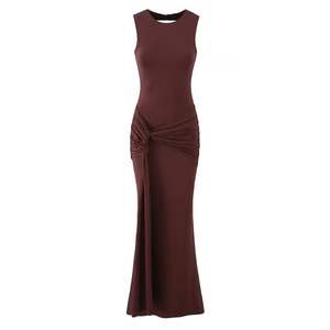 Vestido Maxi Sexy sin Espalda para Mujer, Vestido Largo de Noche con Aberturas, sin Mangas, Drapeado y Ajustado para Fiesta/Club - Product Image 3