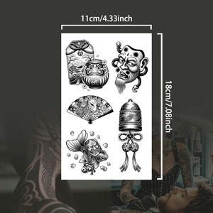 Tatouage temporaire de style traditionnel japonais, poupée Daruma, tatouage semi-permanent, imperméable, t tient 2 semaines, tatouage à base de plantes pour le bras - Product Image 2