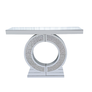 Mesa <span class=keywords><strong>Consola</strong></span> Moderna en Forma de O con Espejo, Madera y Cristal, con Cristales Decorativos <span class=keywords><strong>para</strong></span> Entrada y Sala de Estar - Product Image 6