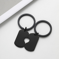 Porte-clés vierges en gros pour la mode, en acier inoxydable poli miroir, forme puzzle cœur, avec gravure laser de logo personnalisé