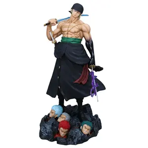 高品質のスーパーサイズ50cmアニメフィギュアワンピースzoro 5つの頭を変更できますアクションフィギュア